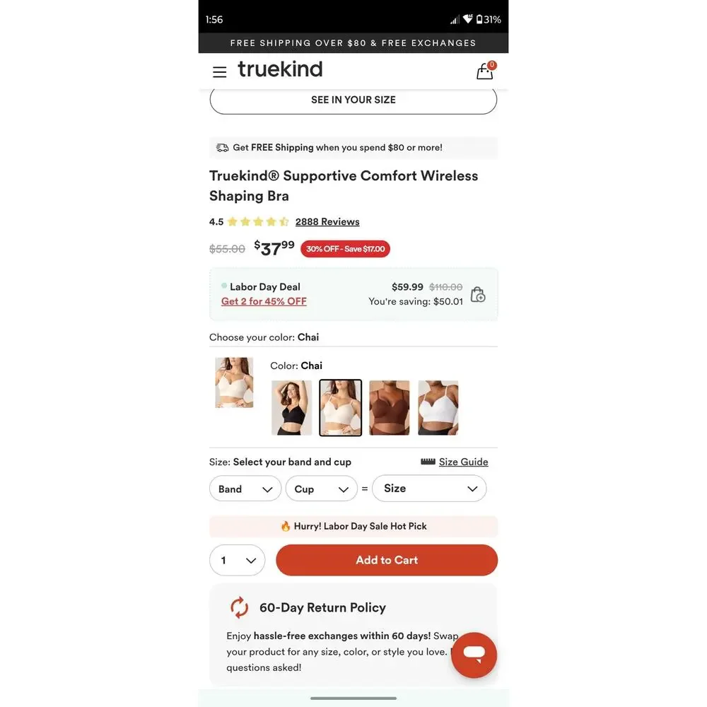 Truekind Supportive Comfort Wireless Shaping Plunge Bra White 3xl (40G/ 40H/I)